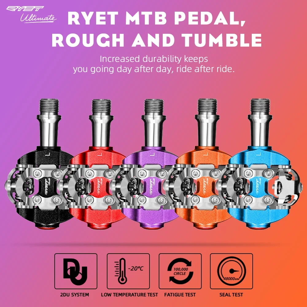 RYET MTB Mountain Bicycle Pedal, 344g SPD Clipless Bike Pedals, Bicycle Pedal Dual Platform MTB Clipless Pedals Bicycle Parts