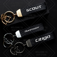 High-Grade For Skoda Roomster Citigo SCOUT Logo Octavia RS Karoq Kodiaq Yeti Carbon Fiber Car Ring Keychain Trinket Accessories