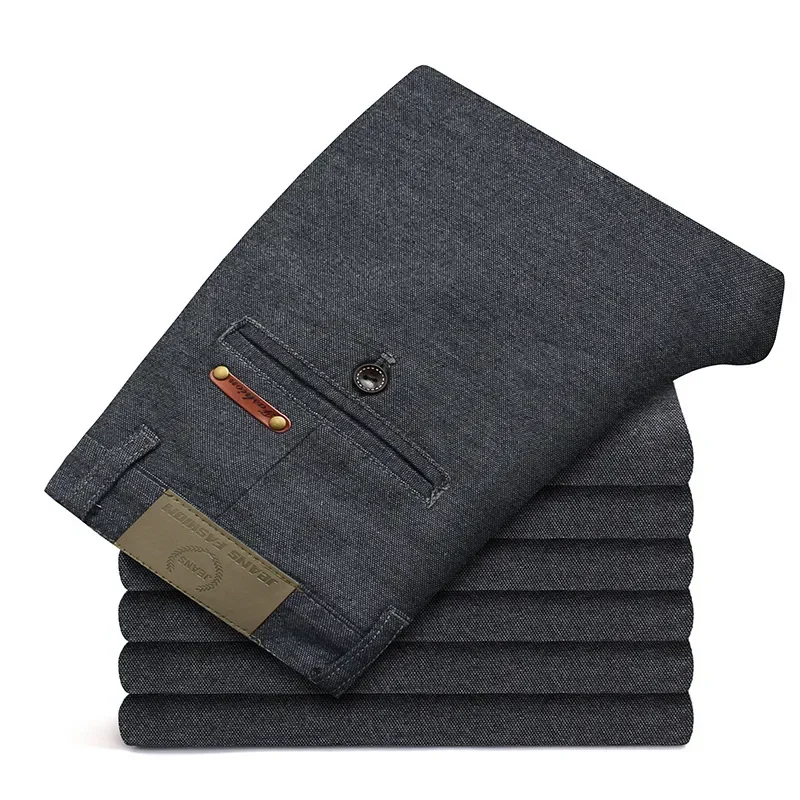 

2025 New Men's Cotton Straight-Leg Casual Pants Elastic Slim Fit Multicolor Trousers Versatile Style Casual Pants