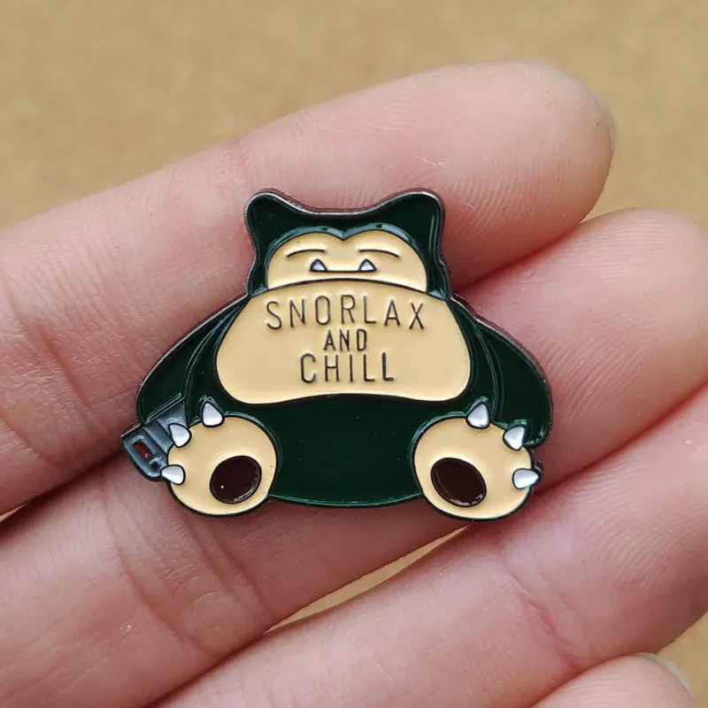 Pokemon Snorlax Metal Enamel Badge Pin Backpack Hat Lapel Badge Men Women Fashion Jewelry Accessories Gifts