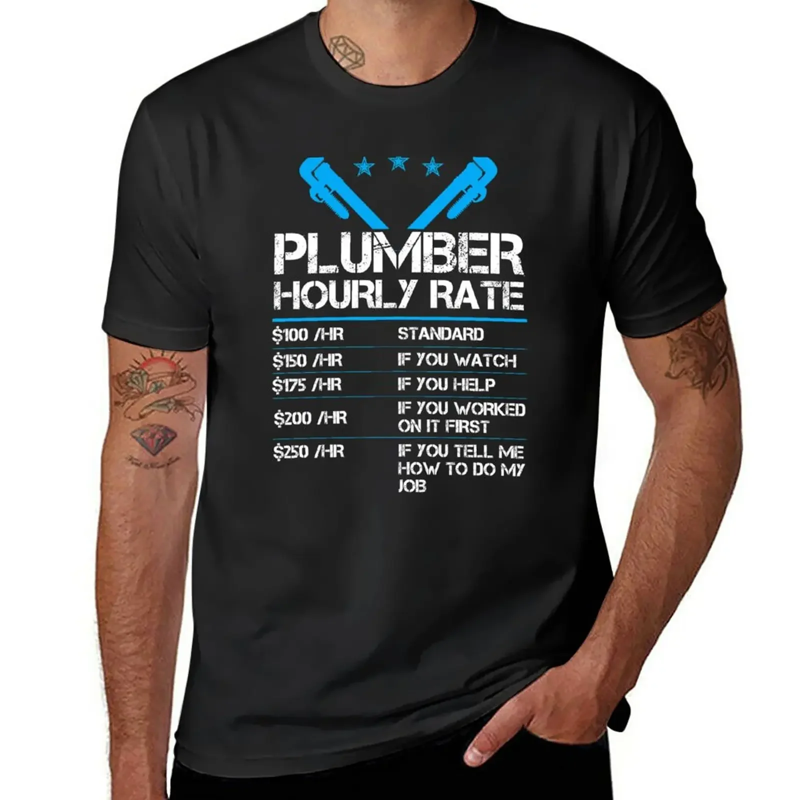 Funny Plumber Hourly Rate T-Shirt funnys new edition customizeds mens white t shirts