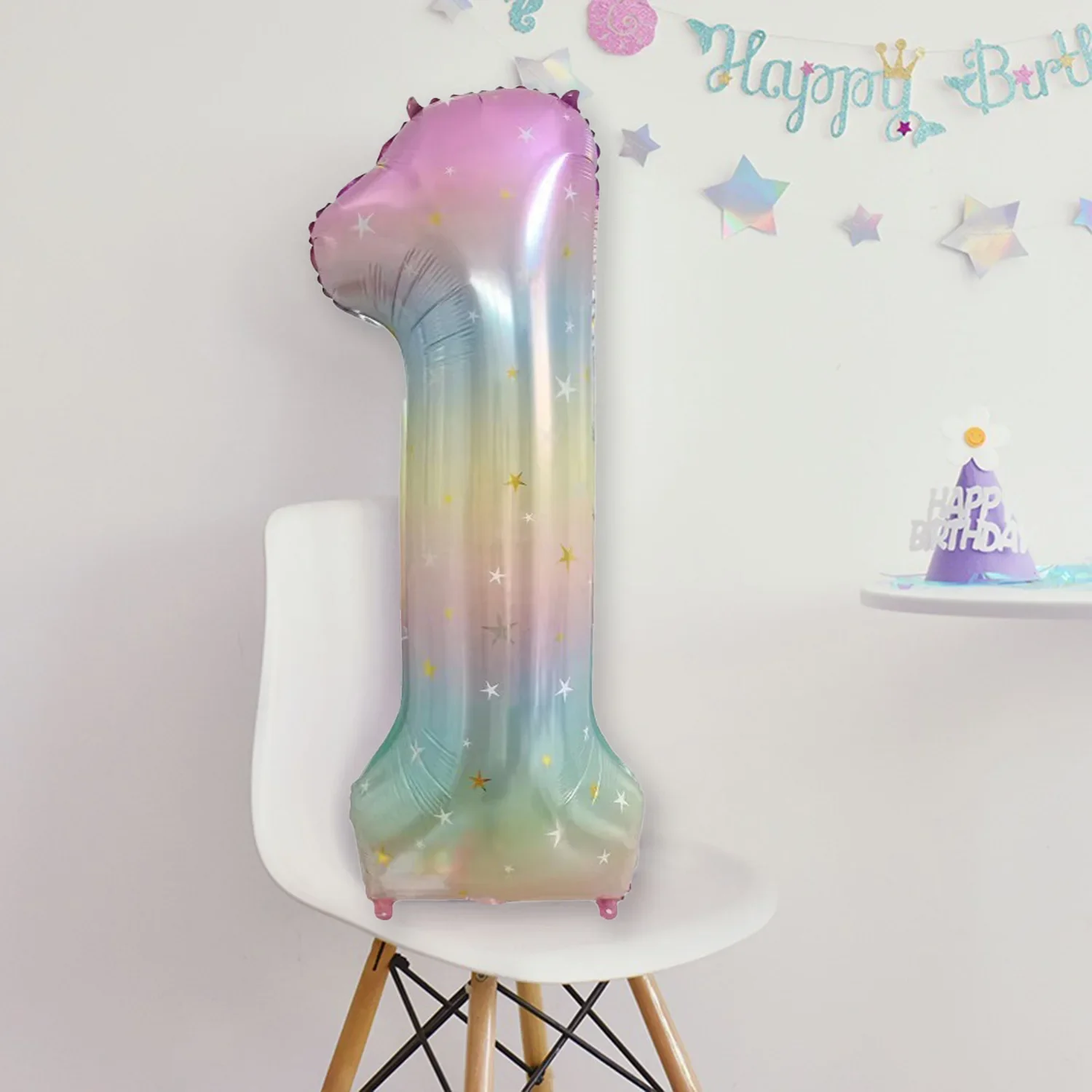 1 Stück 40 Zoll bunter Heliumballon mit Farbverlauf und Zahlenfolie und Schmetterling für Mädchen, Geburtstag, Valentinstag, Junggesellenabschiede – Detail 5
