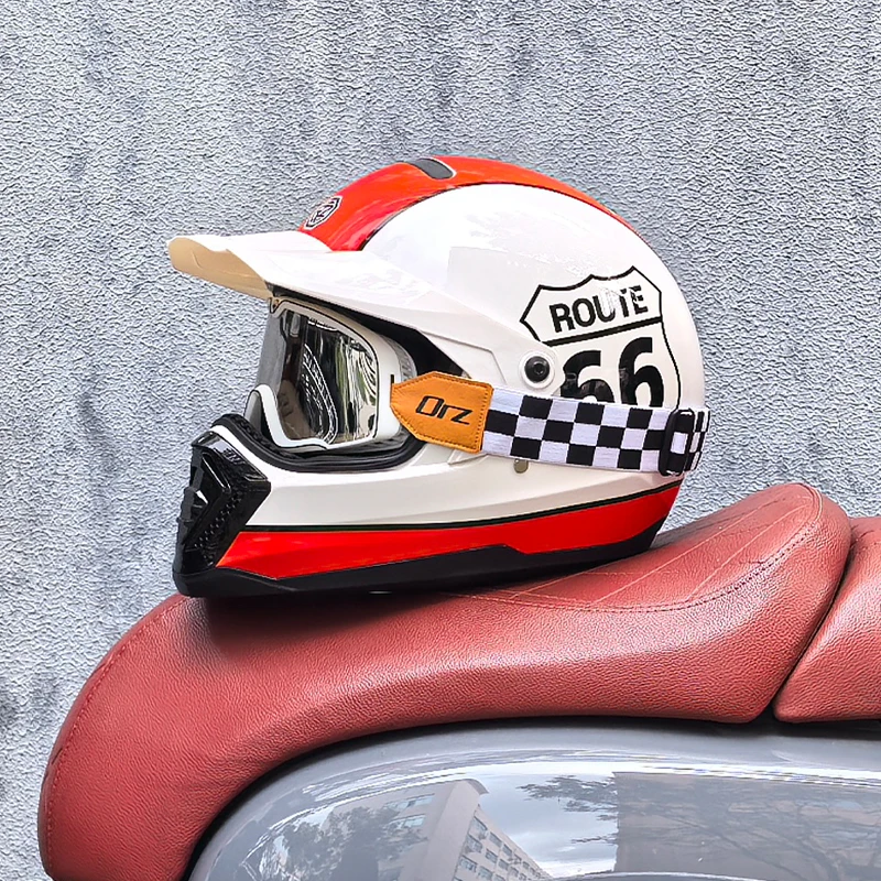 2024 new ORZ retro motorcycle helmet, American cruise full helmet, motorcycle with free brim