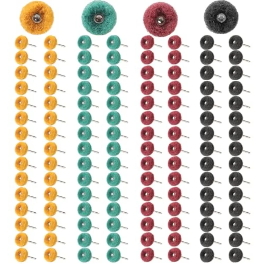 

120 PCS Double-Layer Buffing Pads, Multi-Grit Abrasive Wheels 80/150/240/400 for Dremel and Drill Yellow, Green, Red, Black Pol