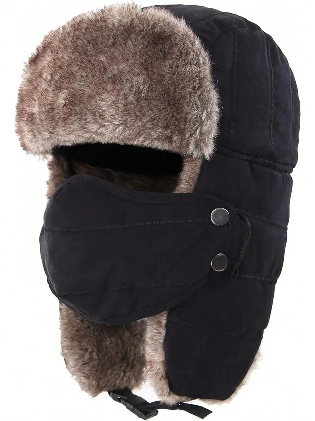 Connectyle الرجال جندي الصياد قبعة قبعات الشتاء الدافئة مع قناع الوجه القابل للإزالة إيرفلابس فو الفراء الصيد قبعة من أوت دور