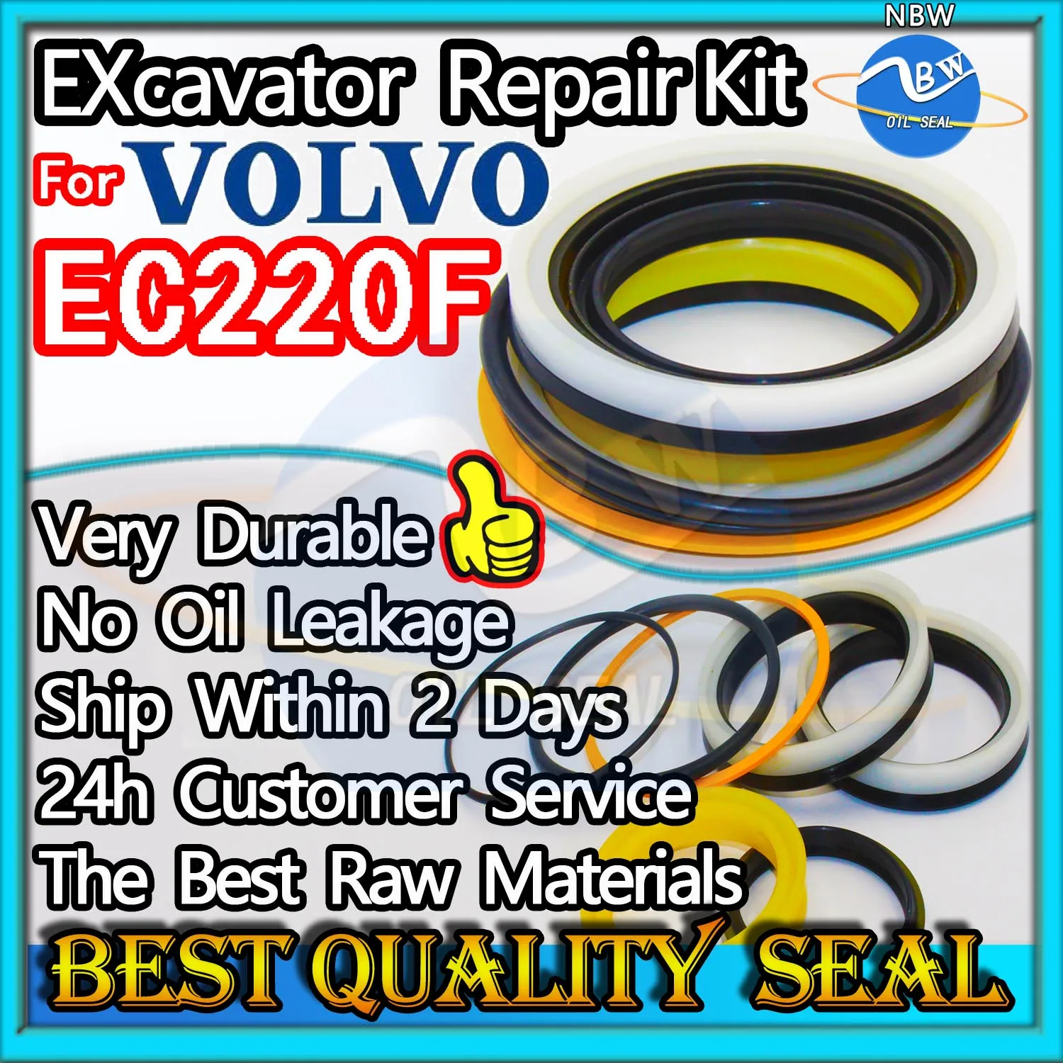 

For VOLVO EC220F High Quality Oil Seal Kit Excavator Repair MOTOR Piston Rod Shaft Replacement Dust Bushing Control Pilot Valve