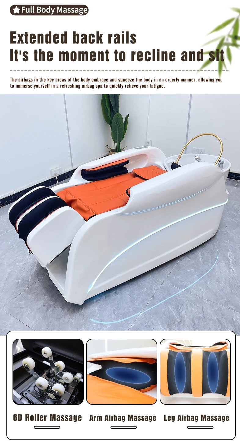 Premium Elektrisches Shampoo-Massagebett Kopftherapie Haar-Spa-Ausstattung Individuelle Lederfarbe für Salon – Detail 4