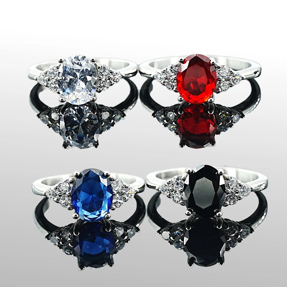 Zircon Gorgeous Shiny Oval Stone Ring For Women Titanium Steel Inlay Cubic Zirconia Wedding Luxury High Quality Jewelry Gift