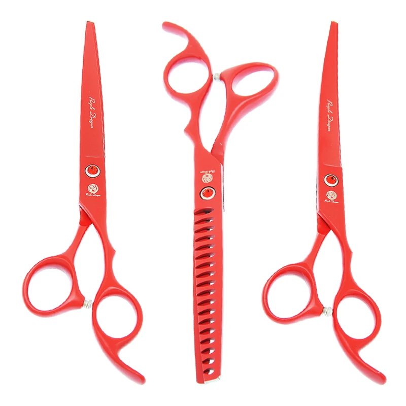 

Purple Dragon 7 inch Pet Grooming Scissors 18 Teeth Fish Bone Thinning Shears Steel Dog Straight Curved Cutting Clippers B0030B