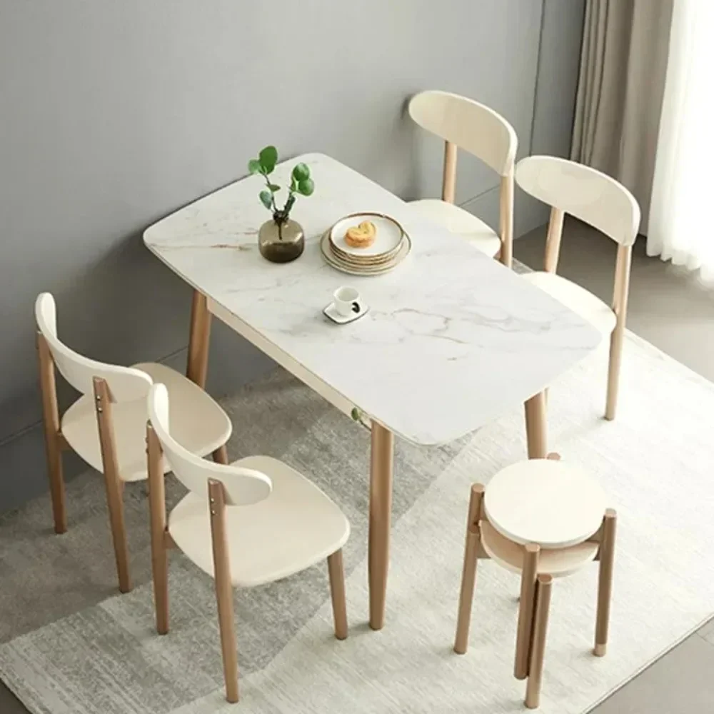 Retractable Small Apartment Rock Slab Dining Table Household Kitchen Table And Chair Combination Multifunctional Mesa Furniture