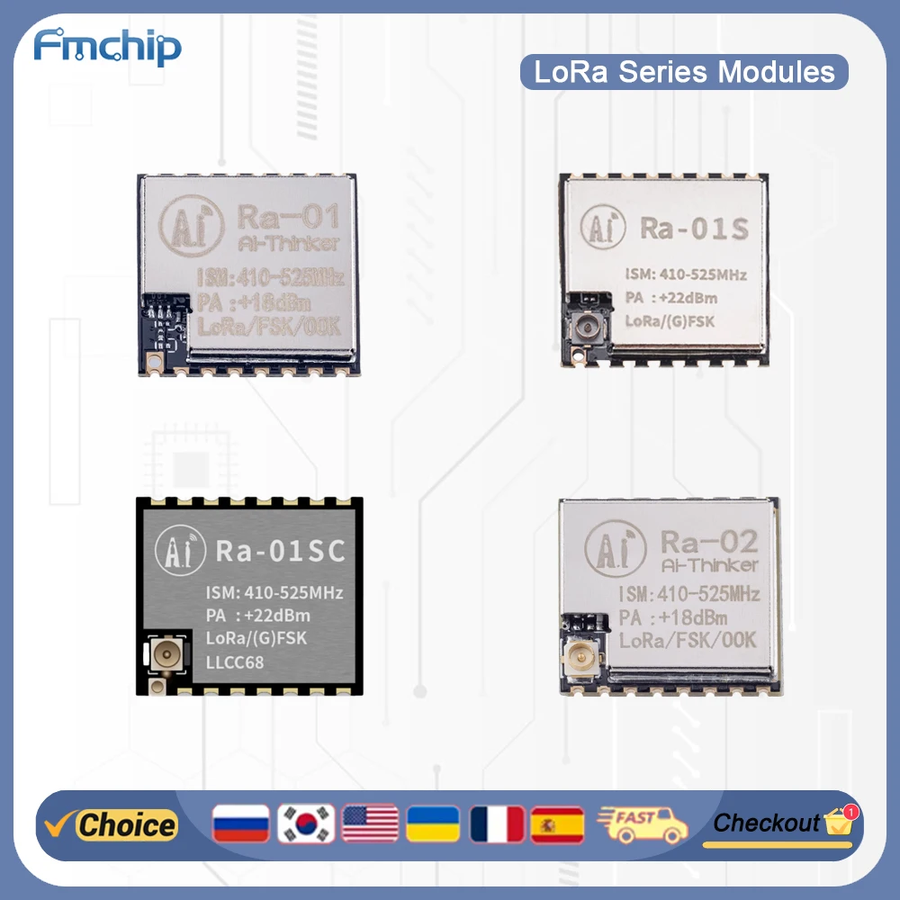 

FMchip LoRa Series Modules SX127X/SX126X/ASR6501/LLCC68 for Meter Reading Building Automation Security Irrigation Systems
