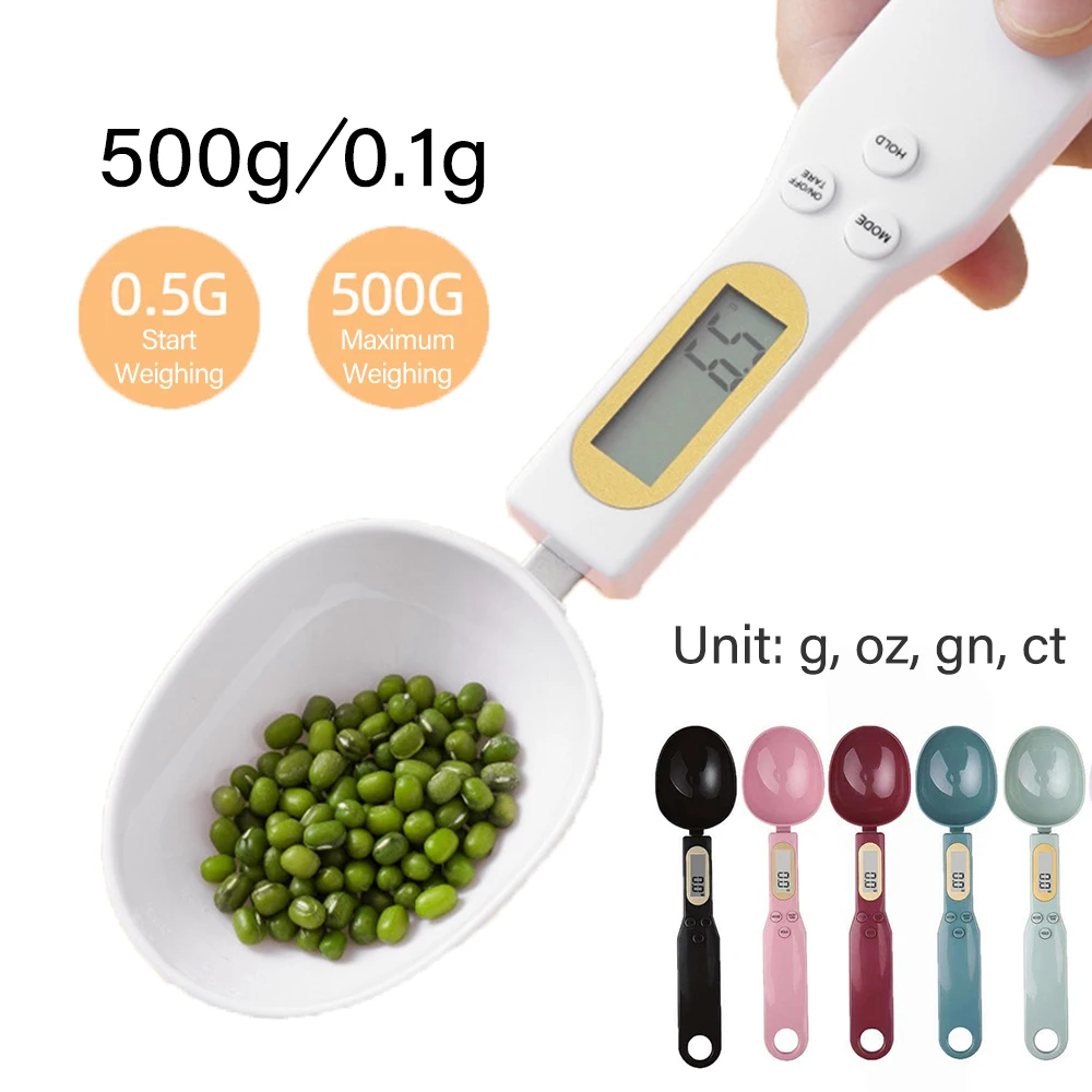 500g/0.1g Weight Measuring Spoon Portable LCD Digital Kitchen Scale Electronic Food Measuring Spoon Scale Kitchen Tool for Food