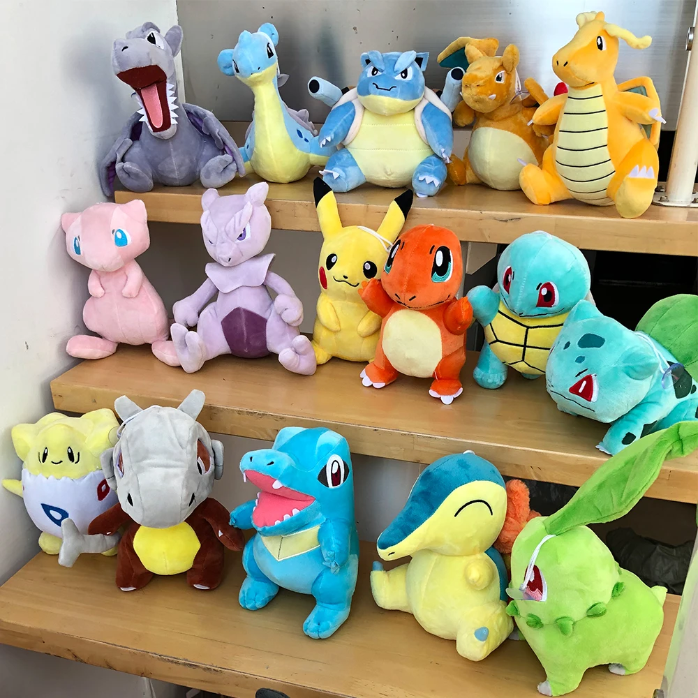 Pokémon Pikachu Plush Toy infantil, presentes de boneca Anime, desenhos animados, Blastoise, Vulpix, Togepi, Bulbasaur, Jigglypuff, Raichu, 20cm