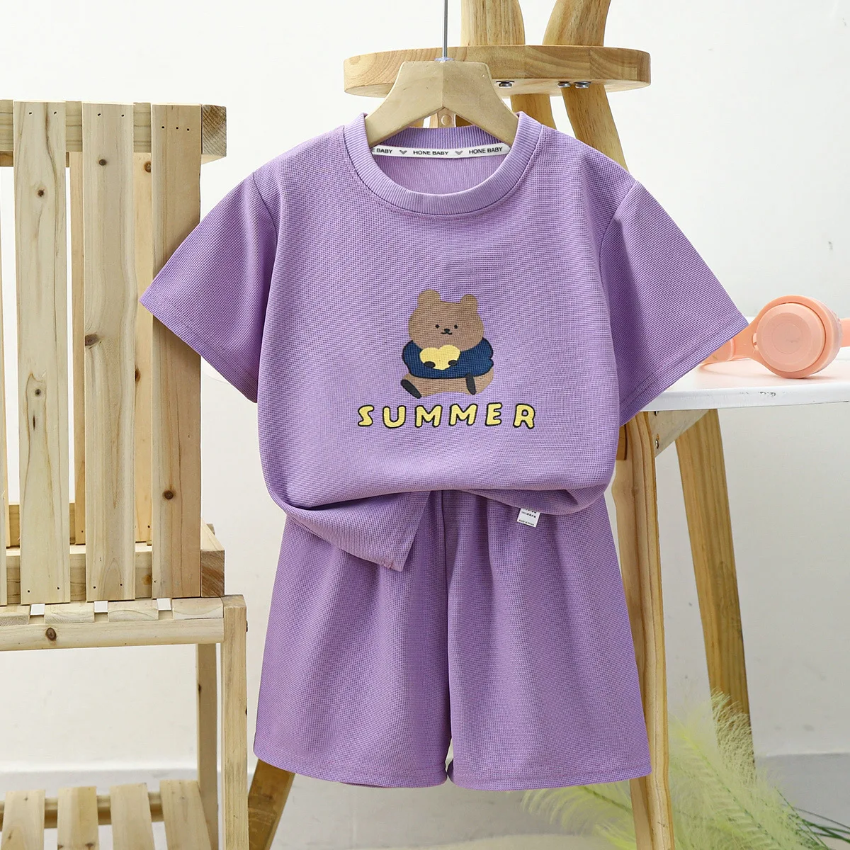 2PCChildren\'s Short Sleeve Set Summer New Boys and Girls T-shirts and Shorts Clothing Set Baby Summer Children\'s Outfits
