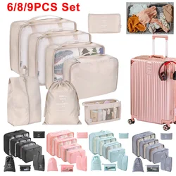 6/8/9PCS Set borse portaoggetti da viaggio valigia imballaggio cubi Set Organizer custodie portatile pieghevole bagagli vestiti borsa ordinata per scarpe