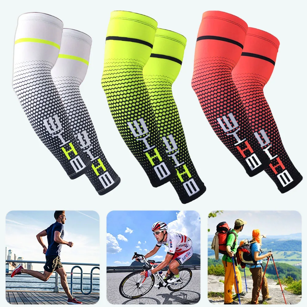 1Pair Sports UV Sun Protection Arm Sleeves Cooling Compression Arm Cover for Running Cycling Basketball Driving Fishing Unisex