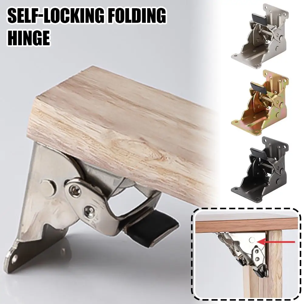 1pcs Self-locking Folding Hinge 90 Degree Folding Table Leg Bracket Multi Angle Hinge Hardware For Table Support Workbench