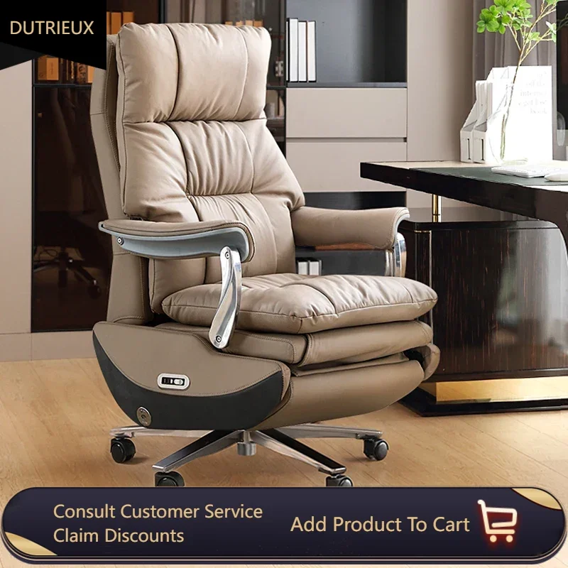 

Leather Relax Office Chair Support Adjustable Modern Designer Ergonomic Chair Comfy Rolling Room Silla Oficina Salon Furniture