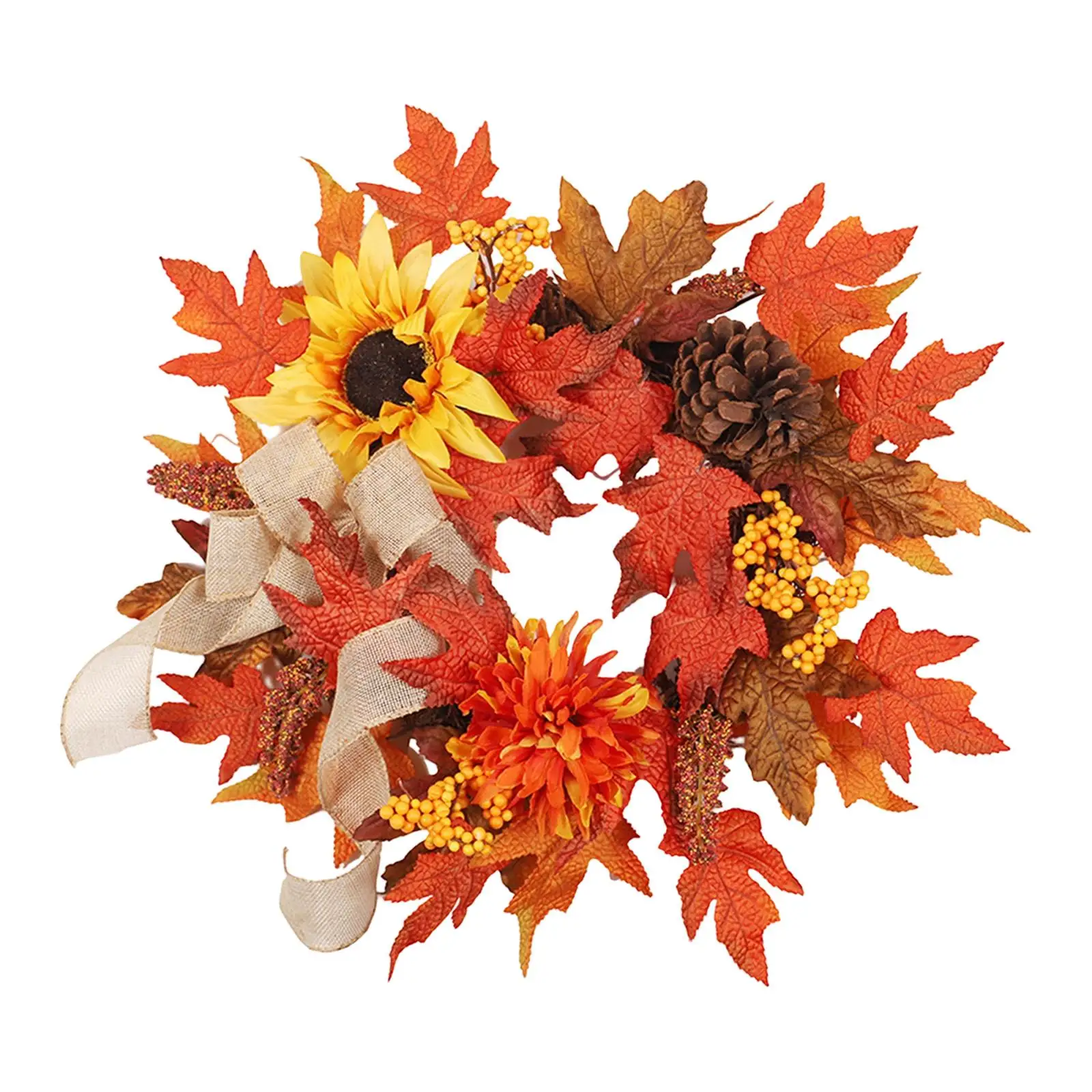 

Осенний венок 19,69 дюйма, реалистичный с кленовыми листьями, осенний декор, осенний дверной венок для фестиваля, в помещении, на открытом воздухе