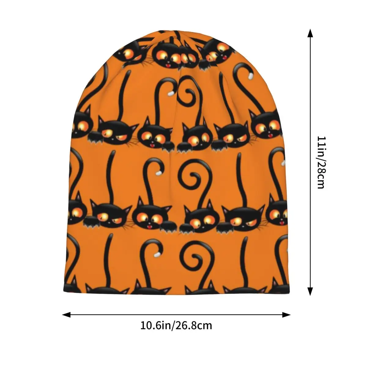 Black Cat Print Beanie Hats Happy Halloween Knitting Hat Hippie Warm Female Male Caps Autumn Design Street Y2K Bonnet Hats