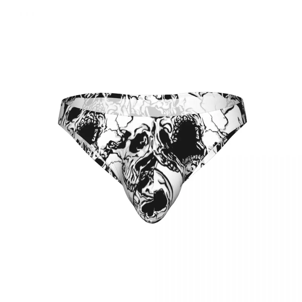 Men's Sexy Briefs Breathable Bikini Black And White Skulls Men Underpants Low Cut Man Underwear Panties - view 4