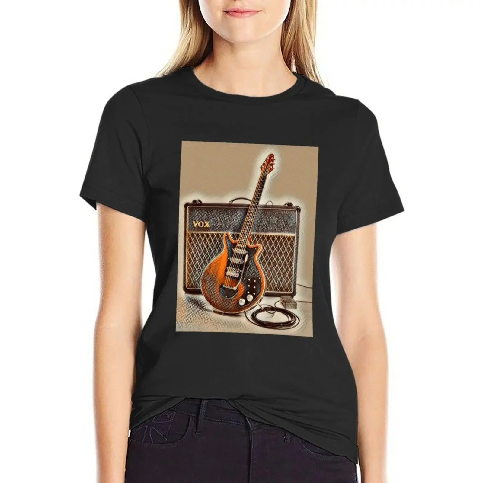

Red special Guitar and amp T-Shirt plus size tops new edition shirts graphic tees kawaii clothes cropped t shirts for Women