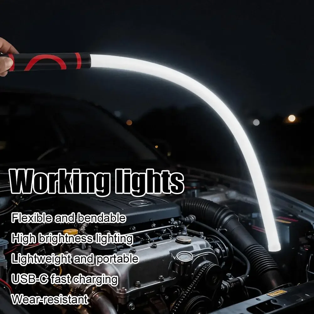 Flexible Bendable LED Work Light Slim Inspection Lamp USB Rechargeable Shape-Retaining Flashlight for Car Engine Auto Repair