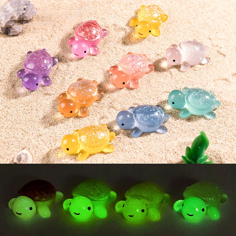 1PC DIY Accessories Mini Glow-in-the-dark Turtle Ornaments Marine Theme Fish Tank Aquascape Resin Craft Desktop Home Decoration