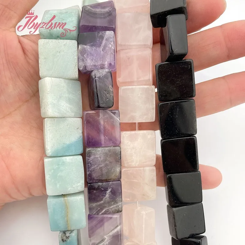 Natural Amazonite Amethyst Quartz Agates Beads Square DIY Stone Loose Strand 15 Inch For Bracelet Necklace Jewelry Making