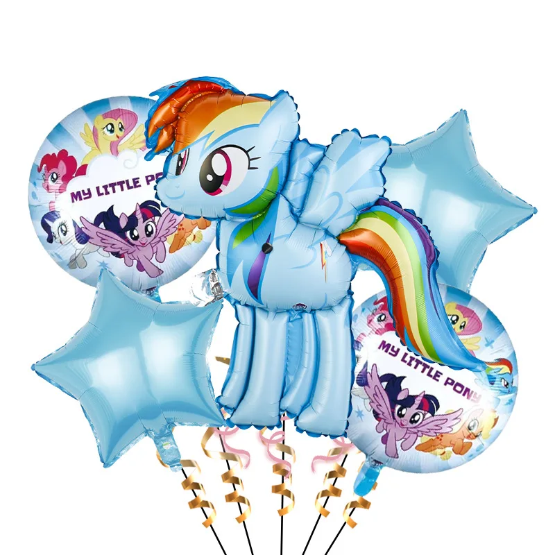 KAYOU My Little Pony Folienballon Partydekoration 1 Set Zahlen-Geburtstagsballons Hintergrund für Mädchen Babyparty-Zubehör – Detail 2