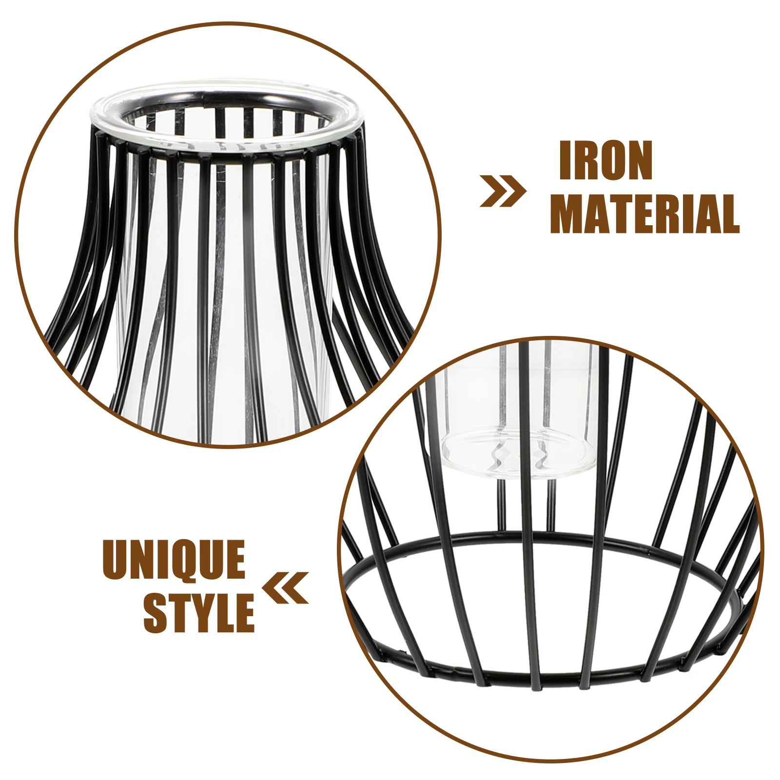 

Hollow Iron Art Vase Modern Style Decorative Glass Flower Holder Minimalist Design Wedding Home Garden Balcony Lamp Flower Vase