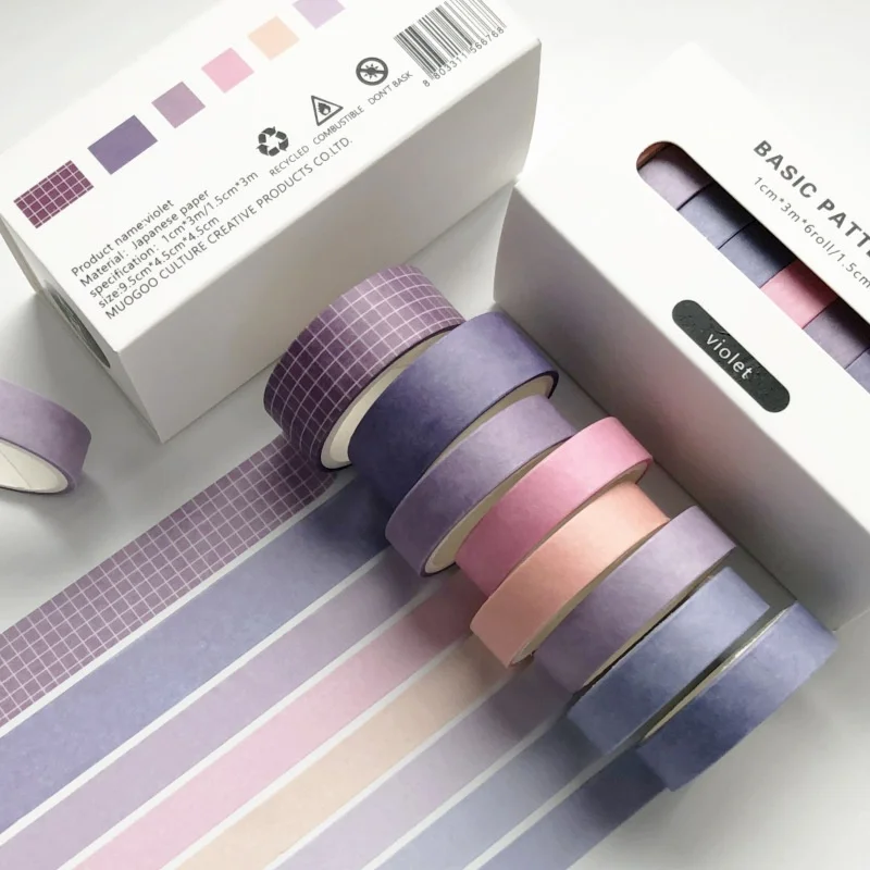 8 rollen per doos effen kleur decoratieve tape set DIY scrapbook journal decoratie schrijfwaren knutseltape