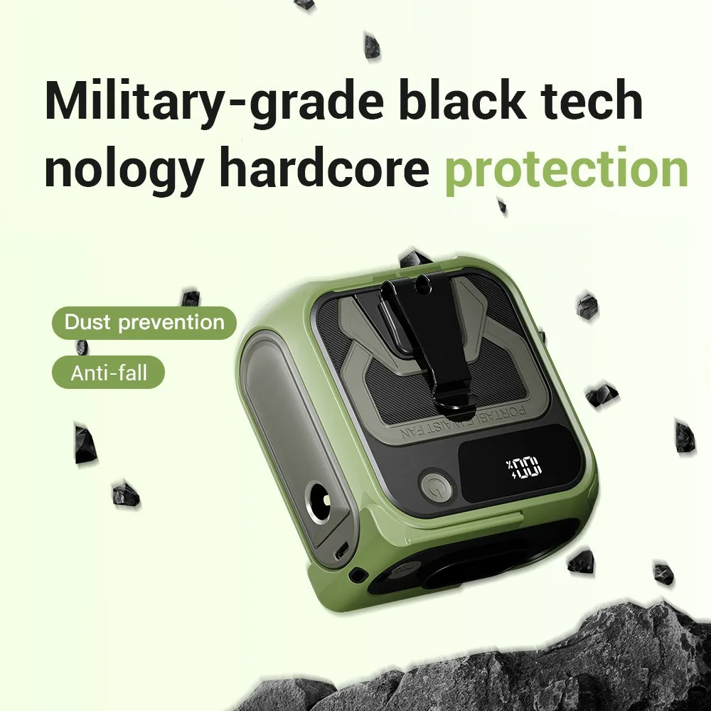 2025 nowy kempingowy wentylator elektryczny montowany w talii dla studentów, ręczny, przenośny, ładowany przez USB, bezlistny wentylator montowany w talii