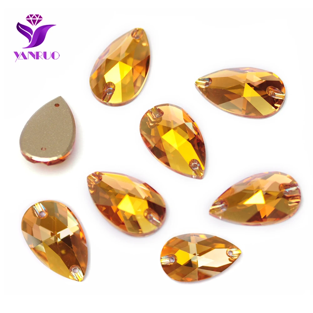 YANRUO 3230 Drop Metallic Sunshine Sew On Stones Rhinestones  Droplet Glass Strass flatback Gems Jewelry Stones Decor Clothes