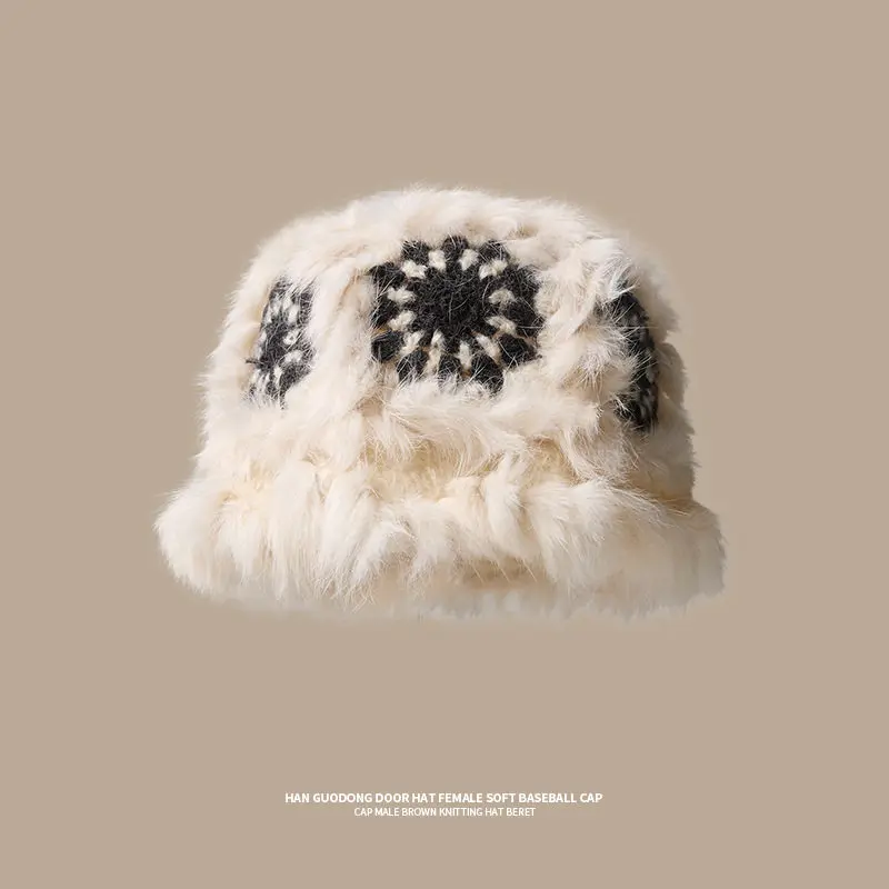 Unisex Warm Fluffy Rabbit Hair Fisherman Hat Lion Awakening Style Small Bucket Autumn Winter Fashion Accessory for Men Women 5
