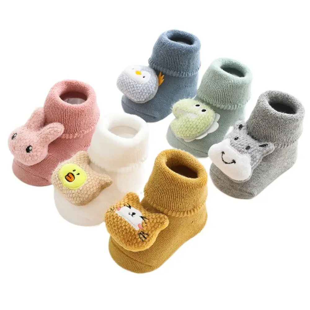 Warm Plus Fleece Baby Socks Anti-Slip 3D Toy Newborn Baby Socks Fleece Lining Thick Baby Floor Socks Autumn Winter
