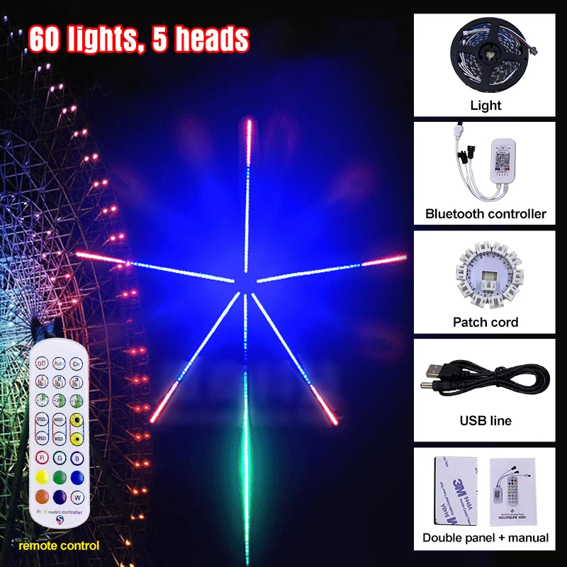 Luz LED de fuegos artificiales controlada por aplicación inteligente, luz Starburst remota para exteriores, luz de meteoros de fuegos artificiales de Navidad, color de ensueño, 5-11 cabezales