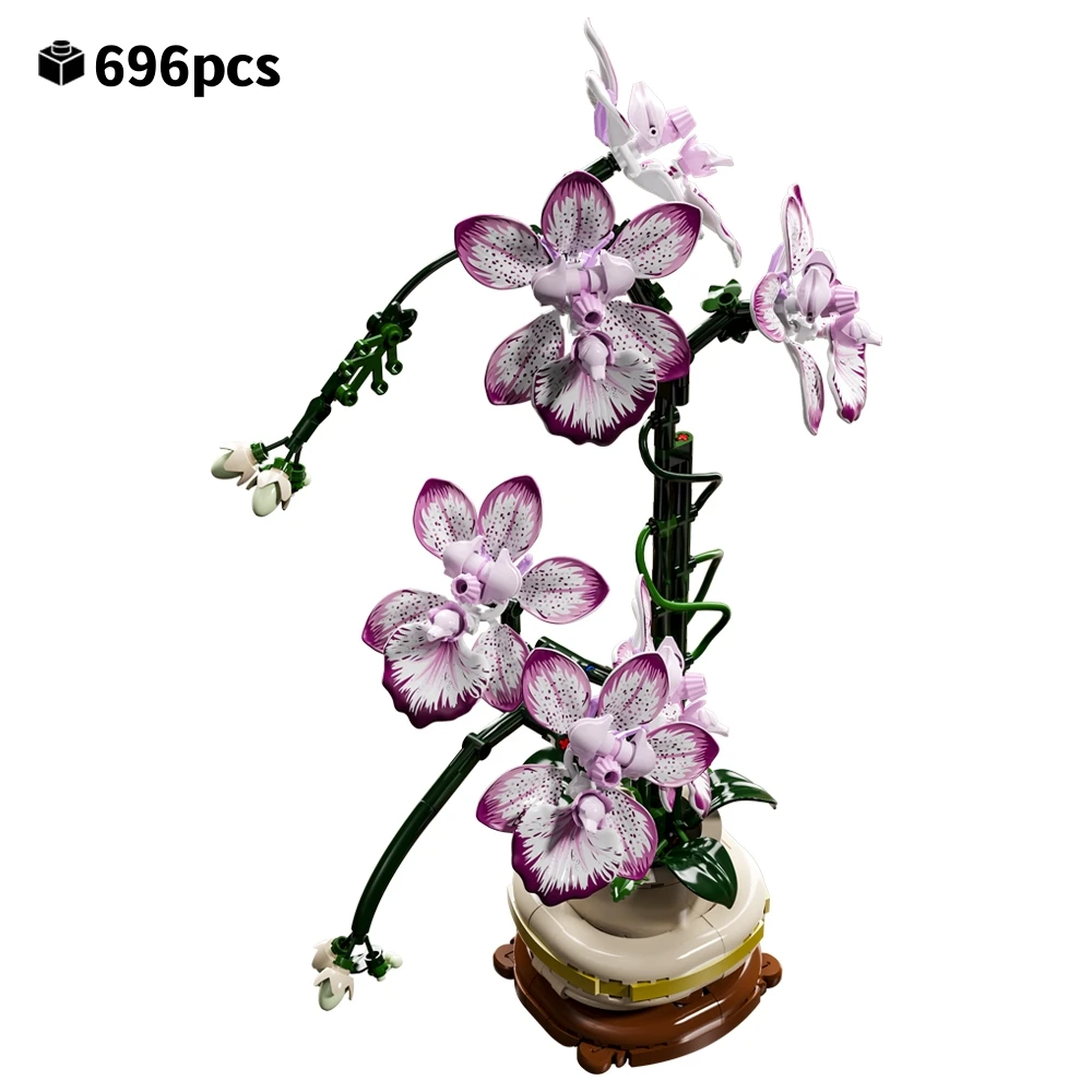 

STEM Creative Orchid Plant Building Blocks Flower Bouquet Set Phalaenopsis Never Wither Flowers Valentine Day For Girls 696PCS