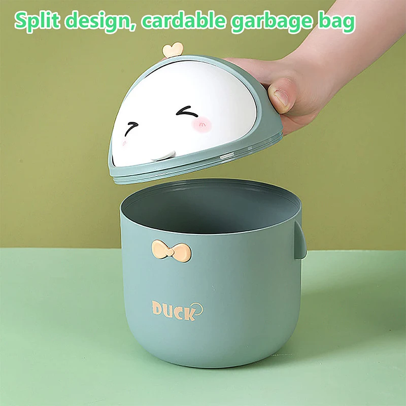 Mini Desktop Trash Can With Lid, Portable Cute Cartoon Style Trash Can, Office Trash Can, Small Bathroom Trash Can, For Bedroom,