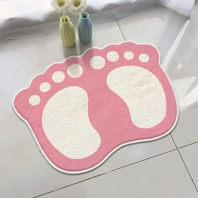 VIKAMA Badematte mit entzückenden kleinen Füßen, isoliert, warm, rutschfest, für Badezimmer, Toilette, Schlafzimmereingang, Nachttischteppich, Heimdekoration