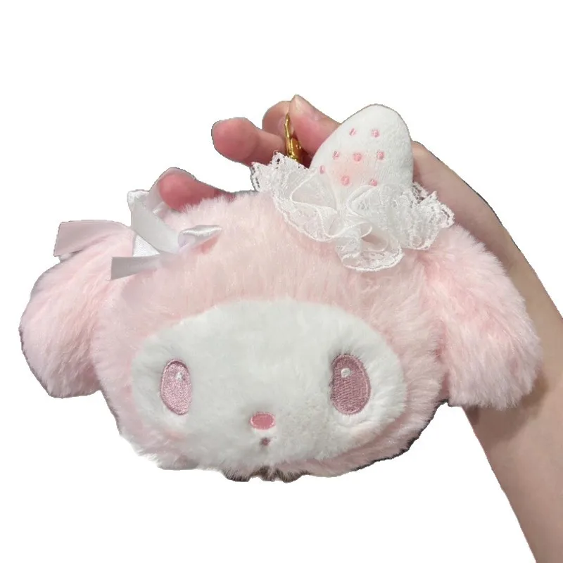 スイートホワイトストロベリーシリーズ サンリオ マイメロディ レースロリータ ぬいぐるみ コインパース 漫画風ハートボタンバッグ ペンダント イヤホンバッグ