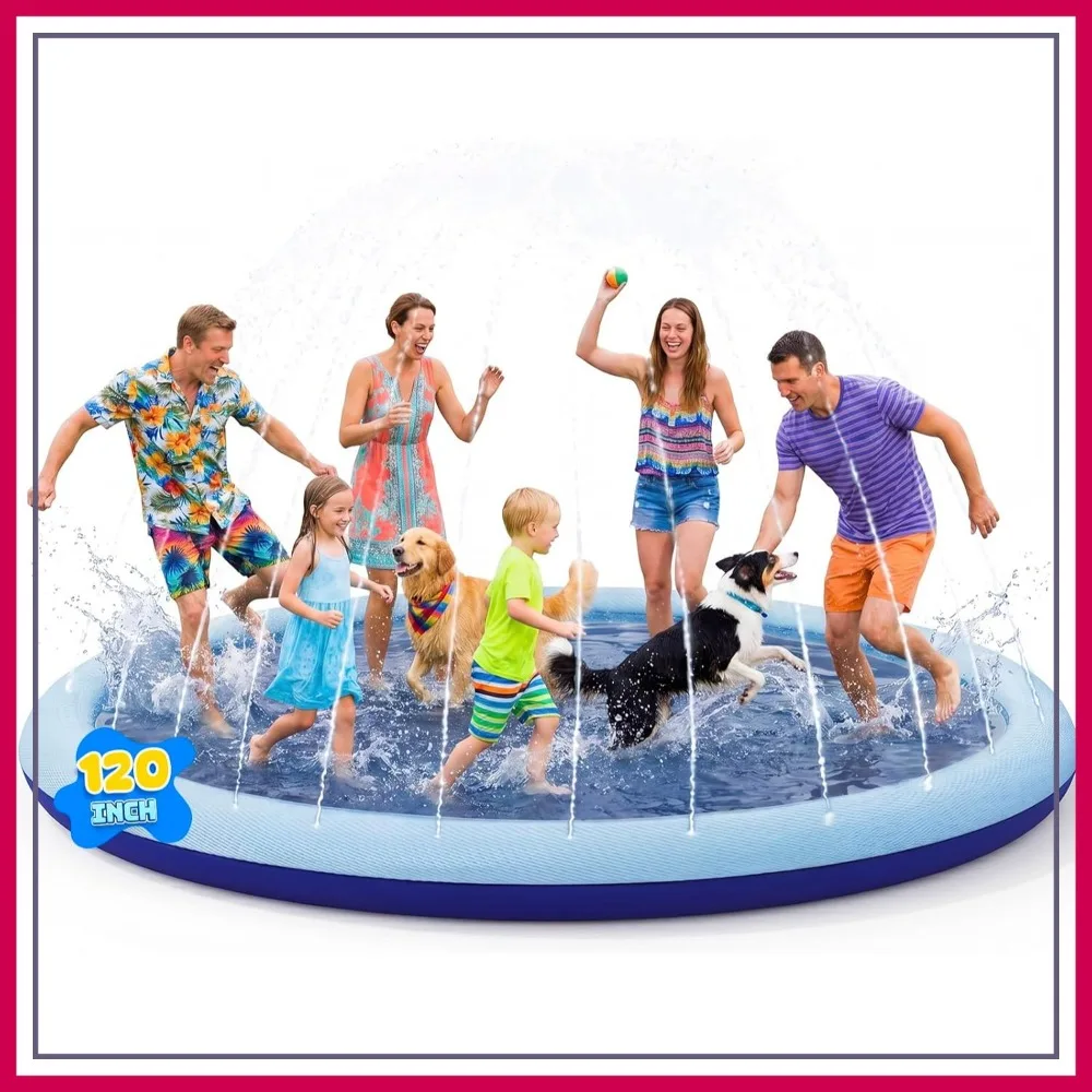 

10FT Splash Pad for Kids and Dogs, Extra Large Sprinkler Pad Non-Slip Thicken Pool Summer Outdoor Water Toys, Backyard Fountain Play Mat