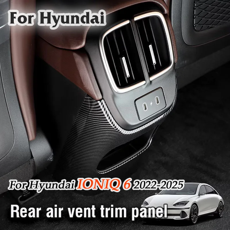 For Hyundai IONIQ 6 I 2022 2023 2024 2025 Car Rear Armrest Trim Center Vent Trim Frame Sticker Decoration Accessories Kit