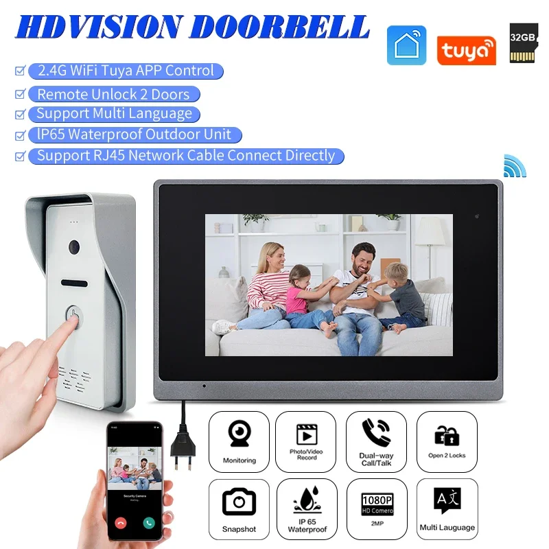 

Stable System IP Video Doorbell Wifi Tuya Wired Video Intercom System HD Camera 1080P Villa Kit Intercom