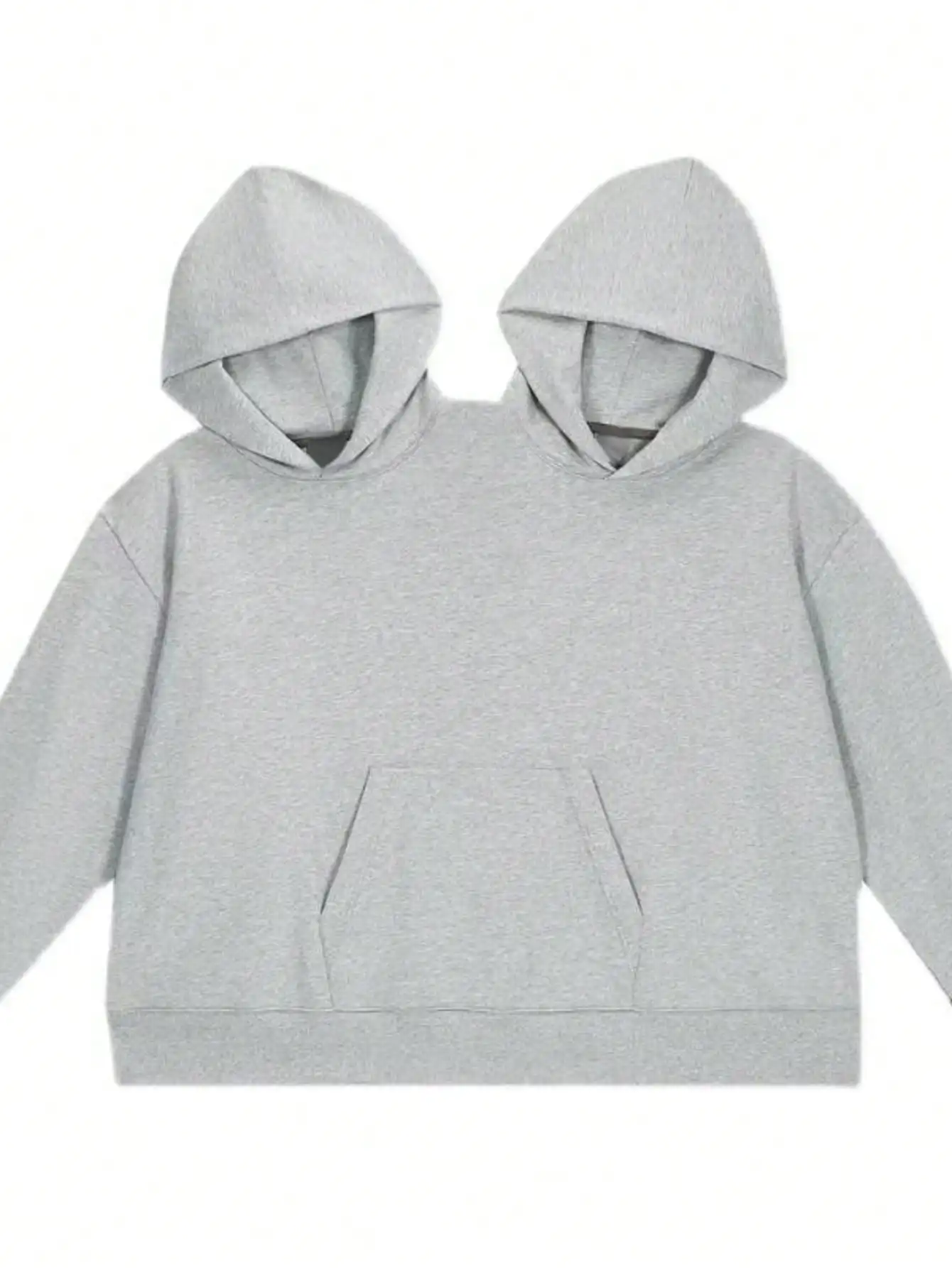 

Double Hooded Oversized Sweatshirt for Women, Gray, Long Sleeve, Casual Streetwear