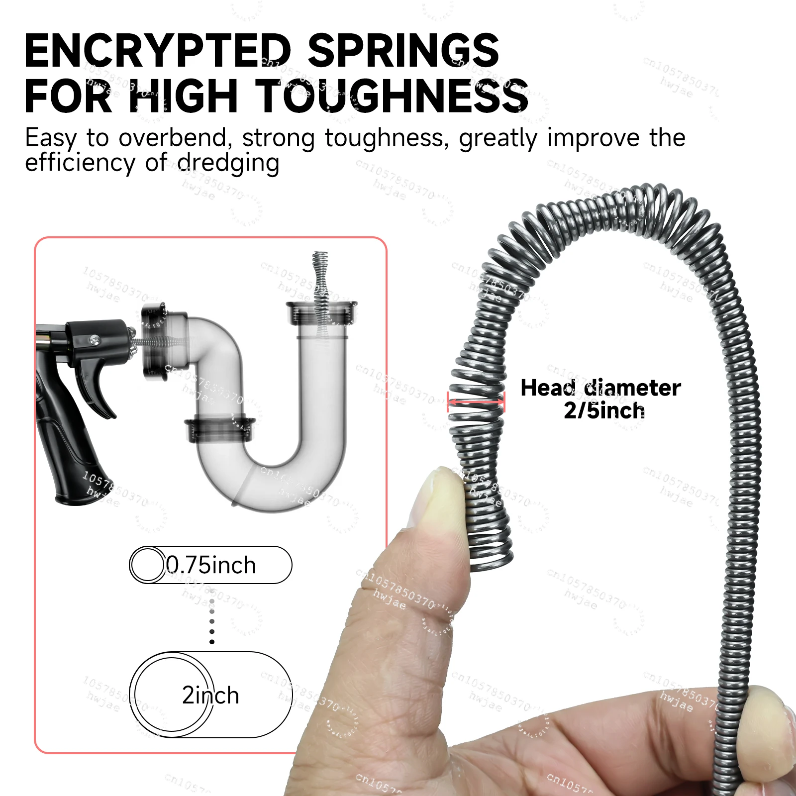 Suitable For 33FT Drain Auger Clog Remover Flexible Plumbing Snake Use Manually or Powered for Kitchen Bathrom Shower Sink Clean