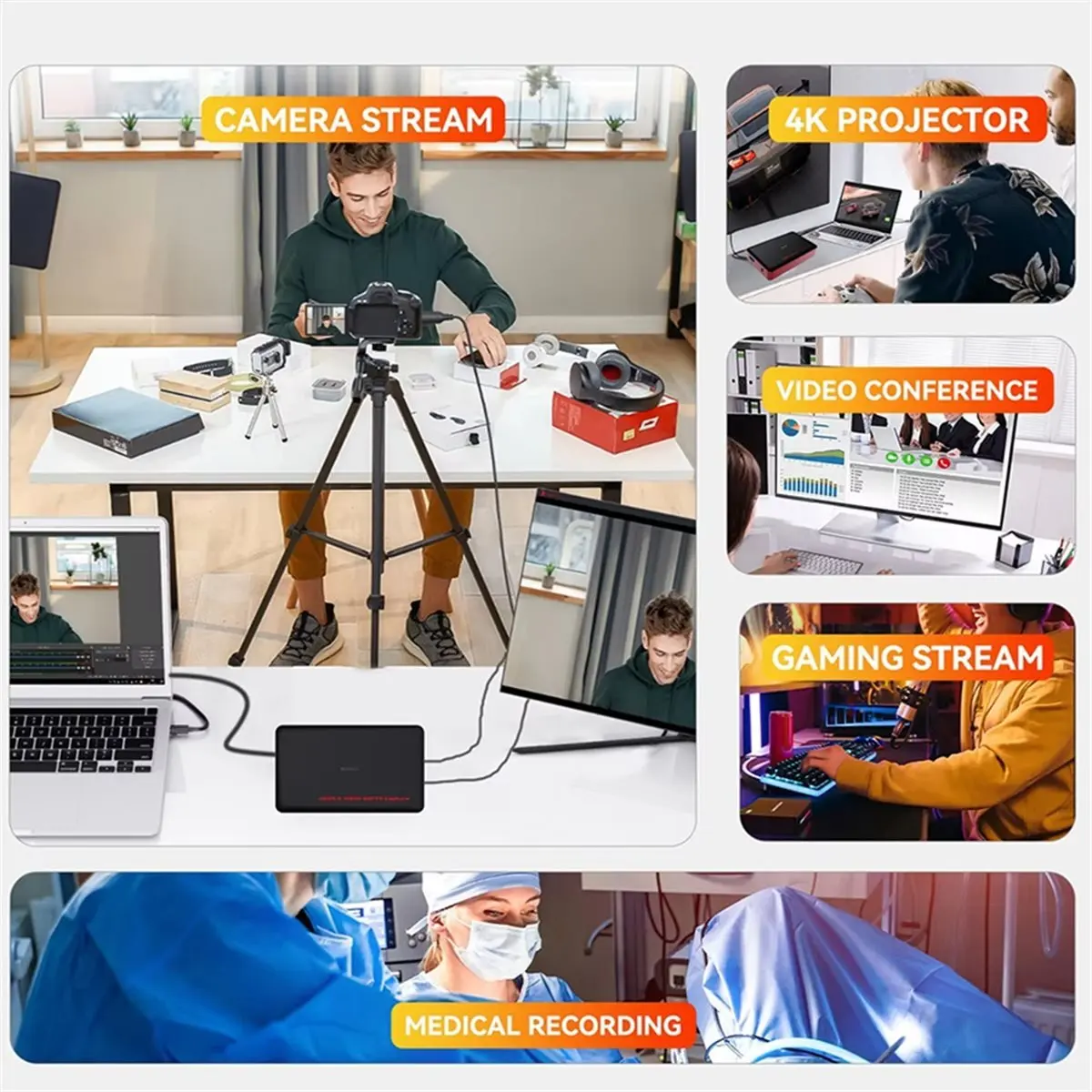 Promotion USB 3.0 1080p 60fps -Compatible Video Capture Card Support 4K Loop Line in Audio Mixer Live Streaming & Recording