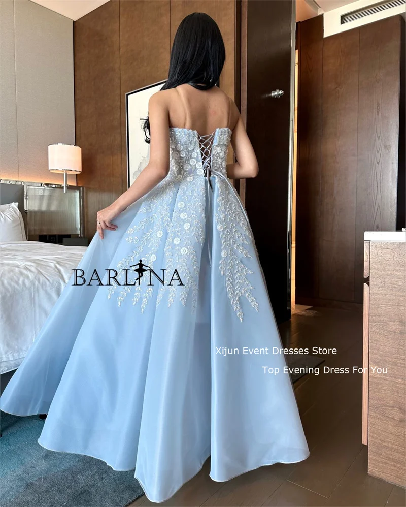 Xijun Baby Blue Gogerous Evening Dresses Long Formal Prom Gowns Sleeveless Saudi Arabric Prom Dresses A-Line Party Dresses 2023