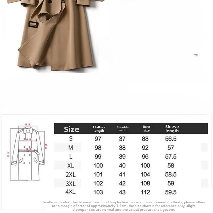 เสื้อโค้ทเทรนช์โค้ทผู้หญิงแบบยาวปานกลาง สไตล์เกาหลี บริติช  สำหรับฤดูใบไม้ผลิและฤดูใบไม้ร่วง ปี 2026  ความยาวคลุมเข่า