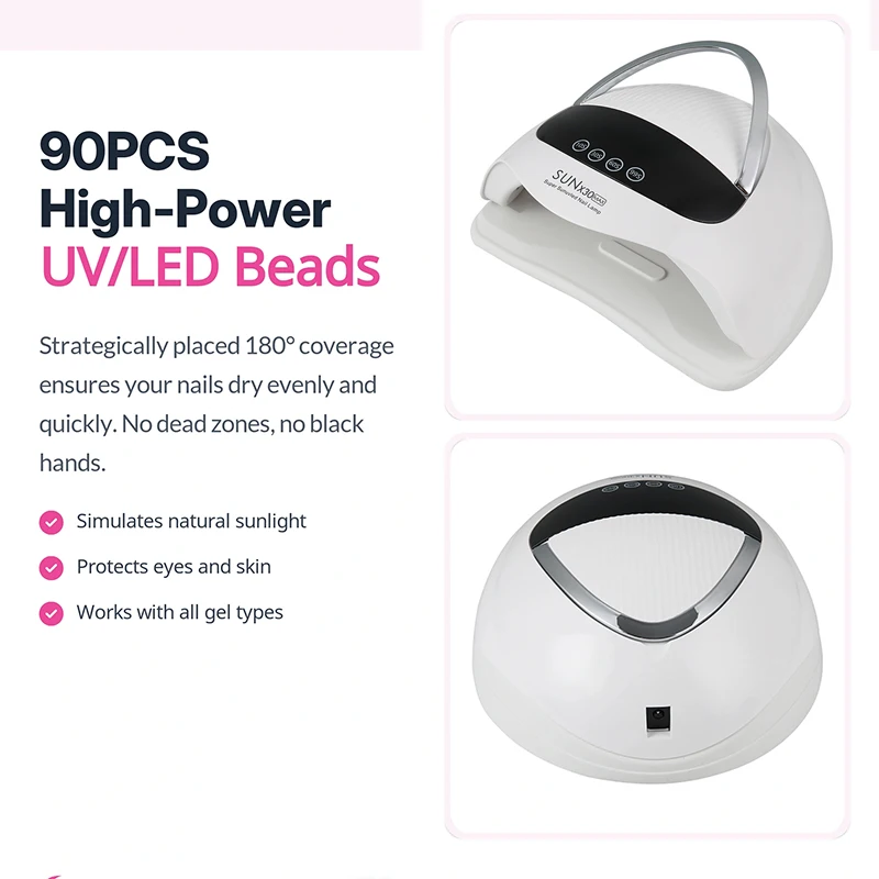 เครื่องอบเล็บ SUN X30MAX 90LEDs UV LED สำหรับใช้ในบ้านและร้านเสริมสวย  หลอดไฟ LED กำลังสูงสำหรับอบแห้ง เครื่องอบเล็บมืออาชีพสำหรับเจลขัดเงา